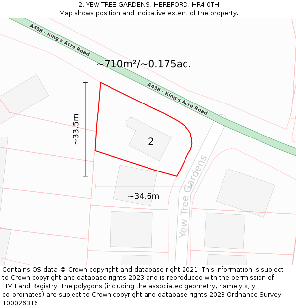2, YEW TREE GARDENS, HEREFORD, HR4 0TH: Plot and title map