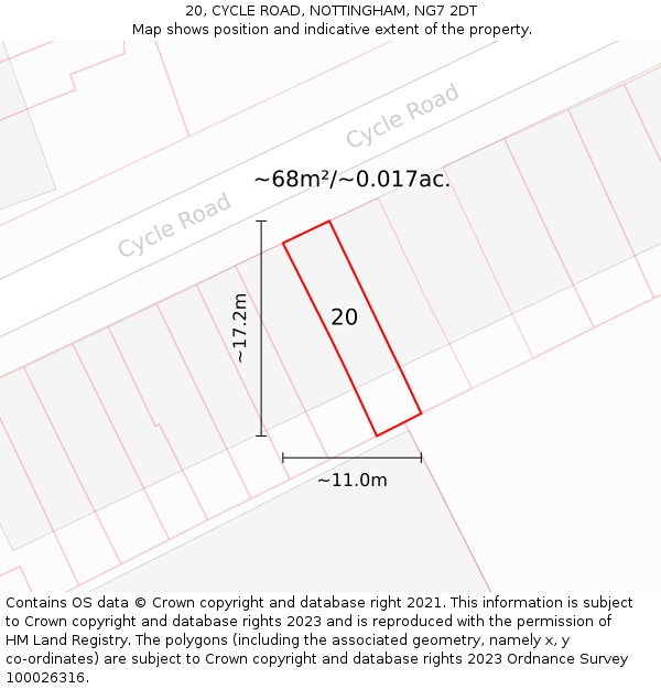 20, CYCLE ROAD, NOTTINGHAM, NG7 2DT: Plot and title map