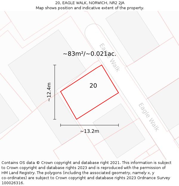 20, EAGLE WALK, NORWICH, NR2 2JA: Plot and title map