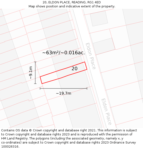 20, ELDON PLACE, READING, RG1 4ED: Plot and title map