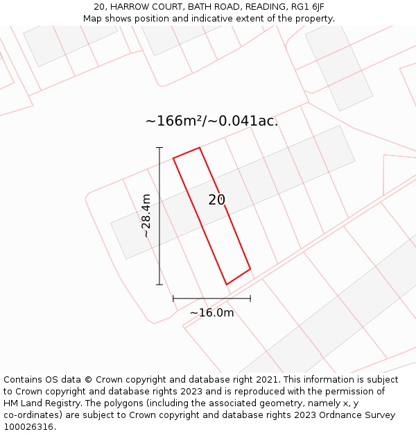 20, HARROW COURT, BATH ROAD, READING, RG1 6JF: Plot and title map