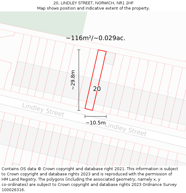 20, LINDLEY STREET, NORWICH, NR1 2HF: Plot and title map