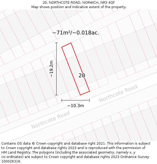 20, NORTHCOTE ROAD, NORWICH, NR3 4QF: Plot and title map