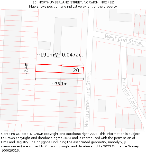 20, NORTHUMBERLAND STREET, NORWICH, NR2 4EZ: Plot and title map