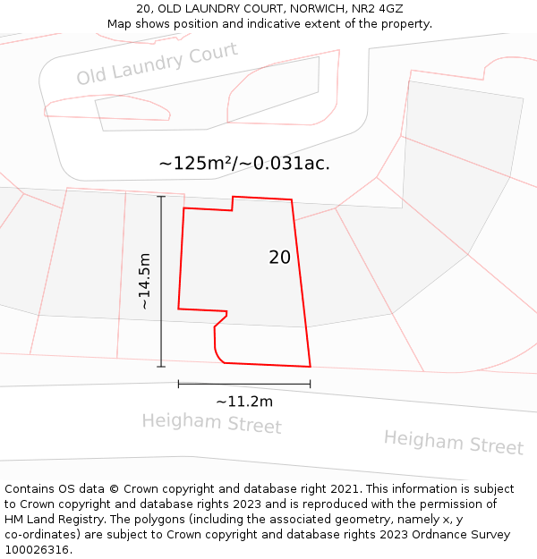 20, OLD LAUNDRY COURT, NORWICH, NR2 4GZ: Plot and title map