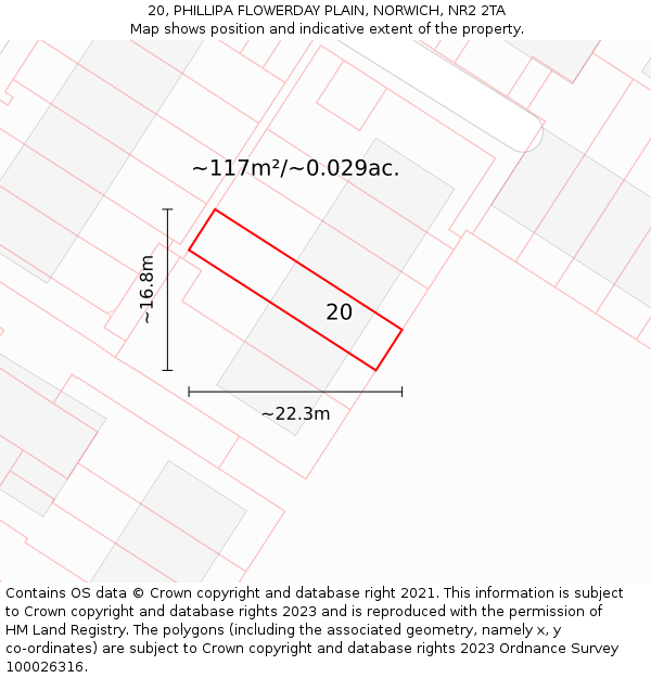 20, PHILLIPA FLOWERDAY PLAIN, NORWICH, NR2 2TA: Plot and title map
