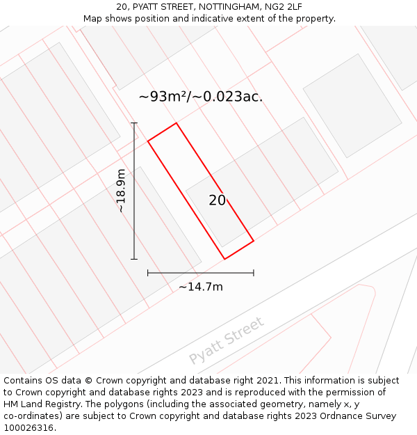 20, PYATT STREET, NOTTINGHAM, NG2 2LF: Plot and title map