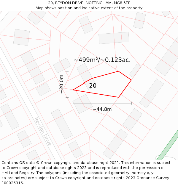 20, REYDON DRIVE, NOTTINGHAM, NG8 5EP: Plot and title map