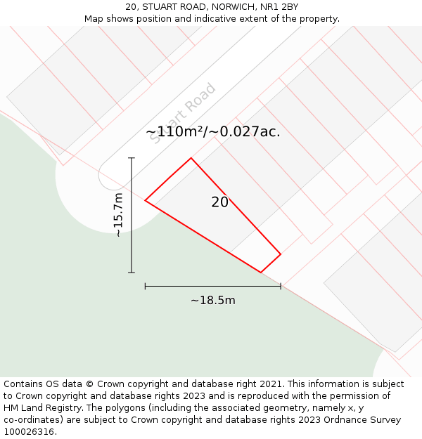 20, STUART ROAD, NORWICH, NR1 2BY: Plot and title map