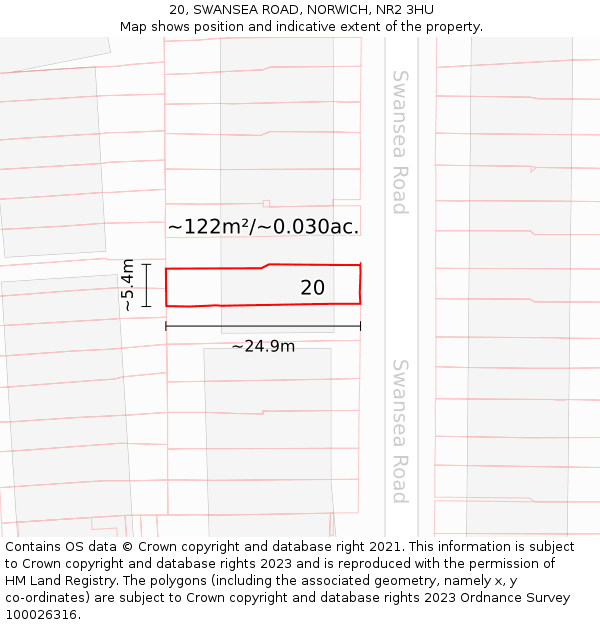 20, SWANSEA ROAD, NORWICH, NR2 3HU: Plot and title map
