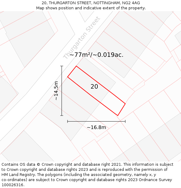20, THURGARTON STREET, NOTTINGHAM, NG2 4AG: Plot and title map