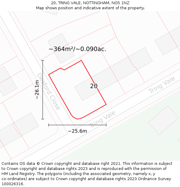 20, TRING VALE, NOTTINGHAM, NG5 1NZ: Plot and title map