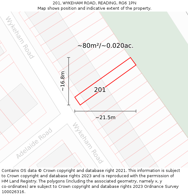 201, WYKEHAM ROAD, READING, RG6 1PN: Plot and title map