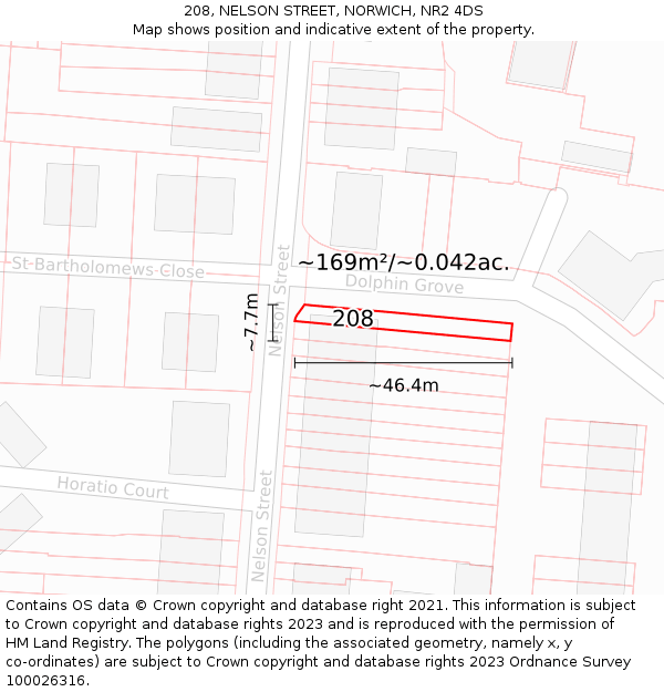 208, NELSON STREET, NORWICH, NR2 4DS: Plot and title map