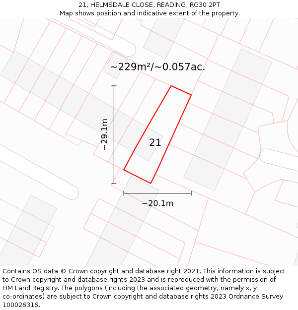 21, HELMSDALE CLOSE, READING, RG30 2PT: Plot and title map