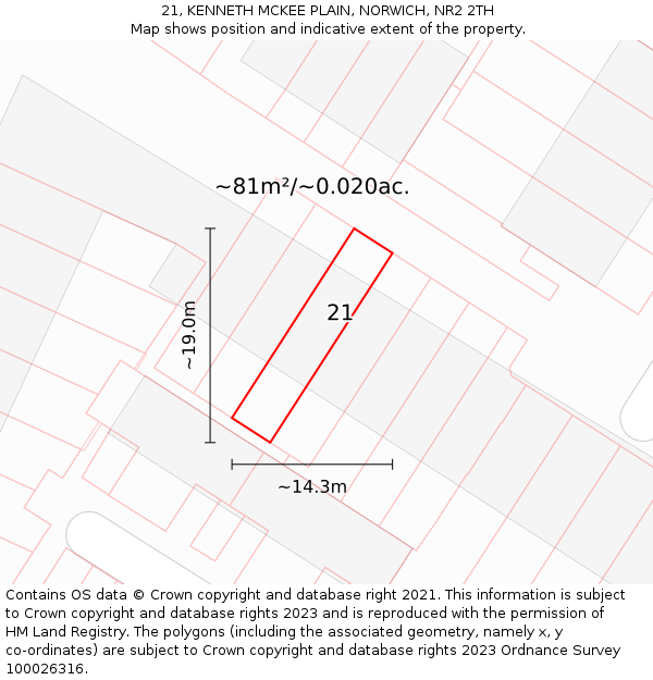21, KENNETH MCKEE PLAIN, NORWICH, NR2 2TH: Plot and title map