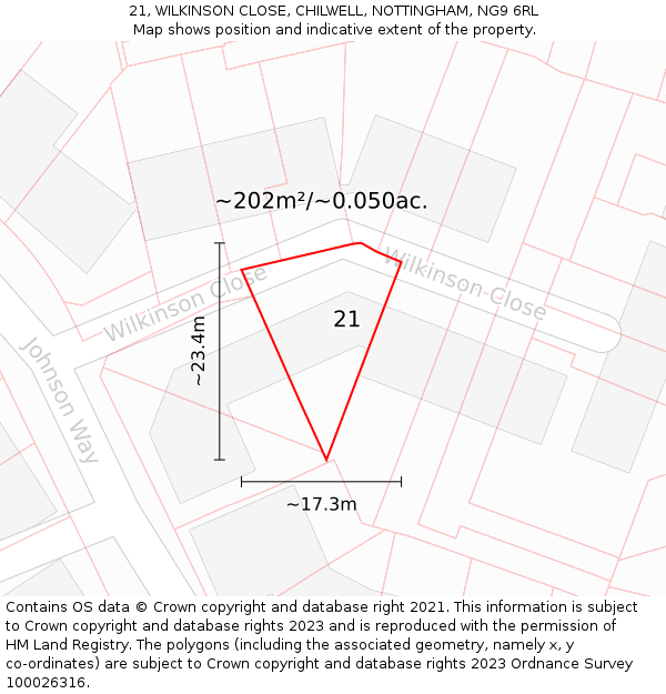 21, WILKINSON CLOSE, CHILWELL, NOTTINGHAM, NG9 6RL: Plot and title map
