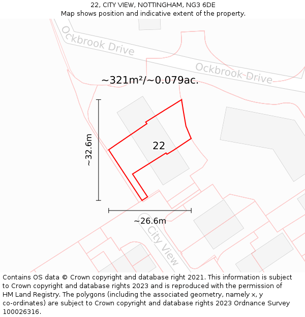 22, CITY VIEW, NOTTINGHAM, NG3 6DE: Plot and title map