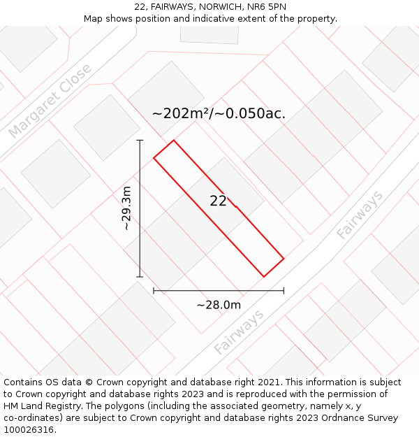 22, FAIRWAYS, NORWICH, NR6 5PN: Plot and title map