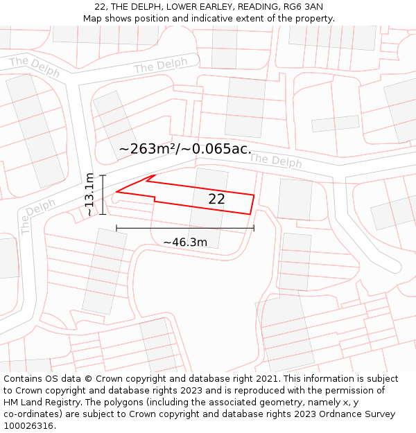 22, THE DELPH, LOWER EARLEY, READING, RG6 3AN: Plot and title map