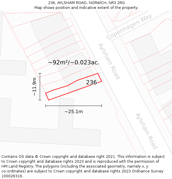 236, AYLSHAM ROAD, NORWICH, NR3 2RG: Plot and title map
