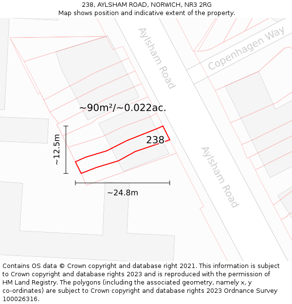 238, AYLSHAM ROAD, NORWICH, NR3 2RG: Plot and title map
