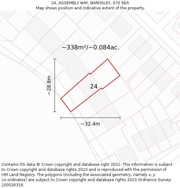 24, ASSEMBLY WAY, BARNSLEY, S70 6EA: Plot and title map