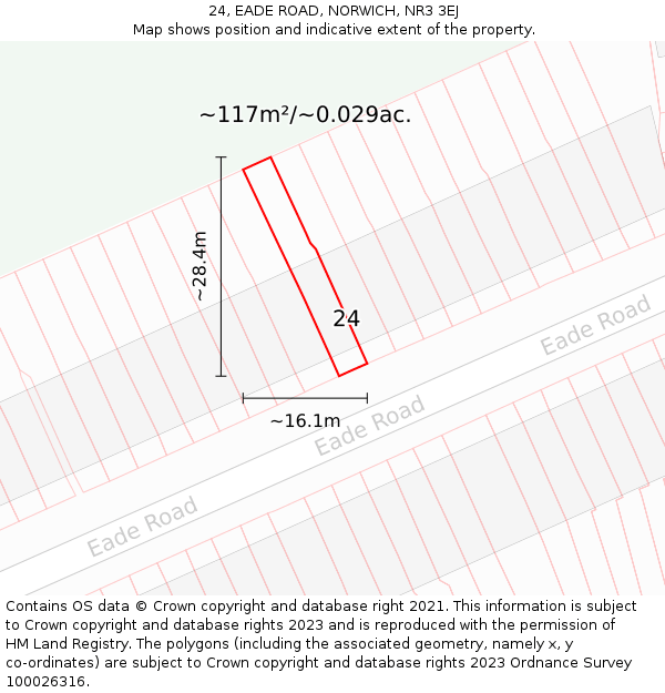 24, EADE ROAD, NORWICH, NR3 3EJ: Plot and title map
