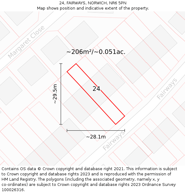 24, FAIRWAYS, NORWICH, NR6 5PN: Plot and title map