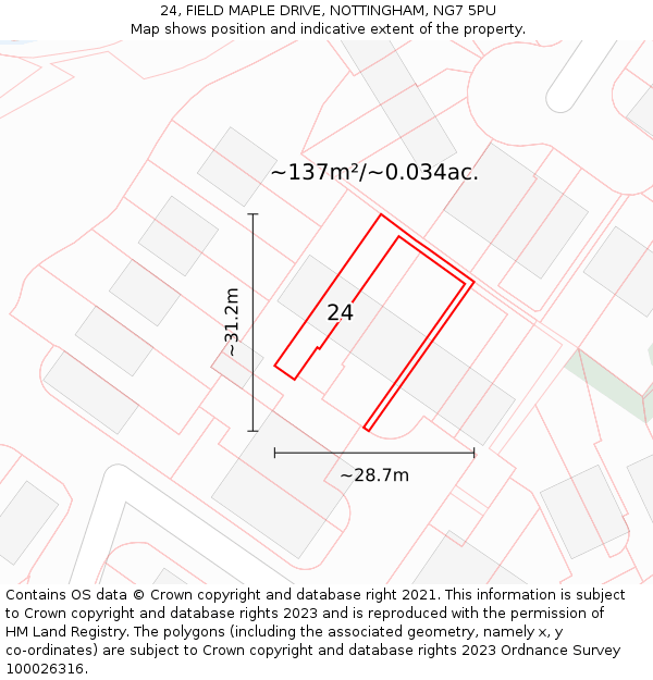 24, FIELD MAPLE DRIVE, NOTTINGHAM, NG7 5PU: Plot and title map