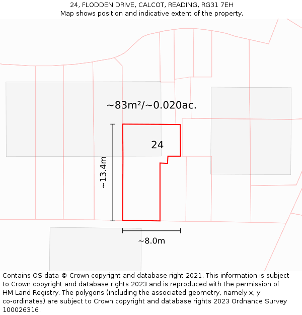 24, FLODDEN DRIVE, CALCOT, READING, RG31 7EH: Plot and title map