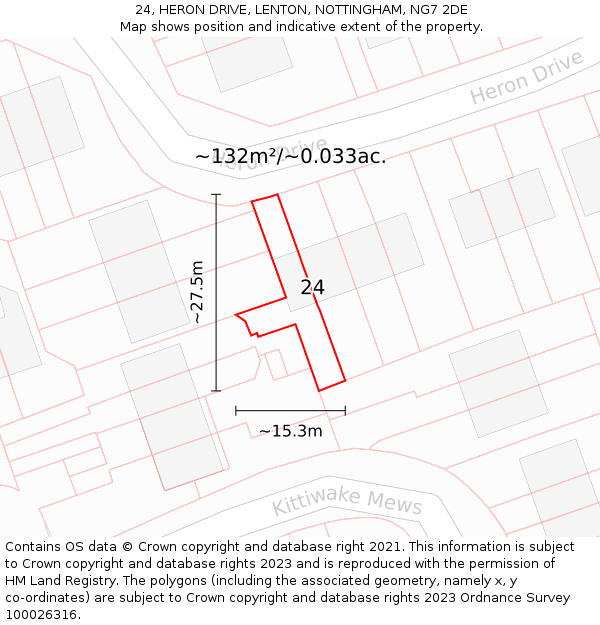 24, HERON DRIVE, LENTON, NOTTINGHAM, NG7 2DE: Plot and title map