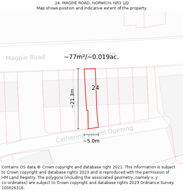 24, MAGPIE ROAD, NORWICH, NR3 1JQ: Plot and title map