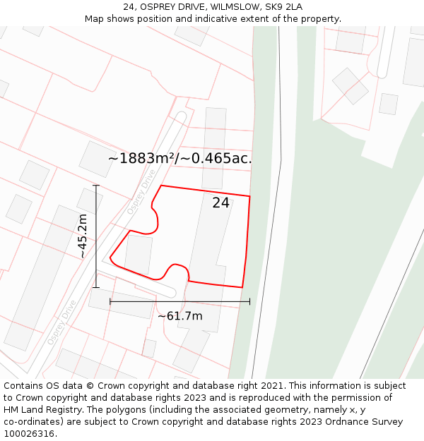 24, OSPREY DRIVE, WILMSLOW, SK9 2LA: Plot and title map