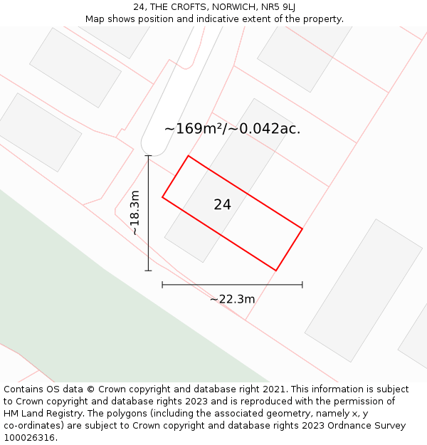 24, THE CROFTS, NORWICH, NR5 9LJ: Plot and title map