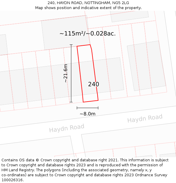 240, HAYDN ROAD, NOTTINGHAM, NG5 2LG: Plot and title map