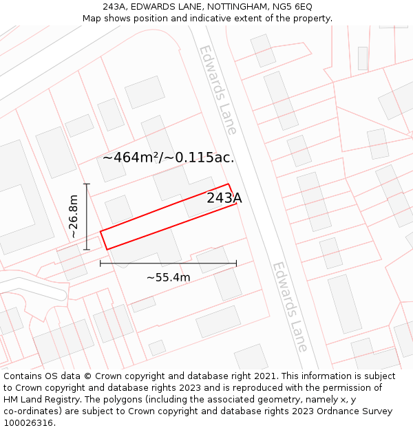 243A, EDWARDS LANE, NOTTINGHAM, NG5 6EQ: Plot and title map