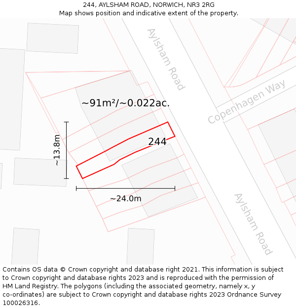 244, AYLSHAM ROAD, NORWICH, NR3 2RG: Plot and title map