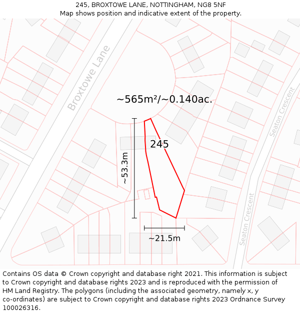 245, BROXTOWE LANE, NOTTINGHAM, NG8 5NF: Plot and title map
