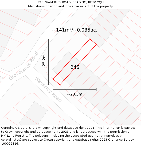 245, WAVERLEY ROAD, READING, RG30 2QH: Plot and title map