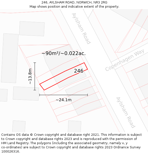 246, AYLSHAM ROAD, NORWICH, NR3 2RG: Plot and title map