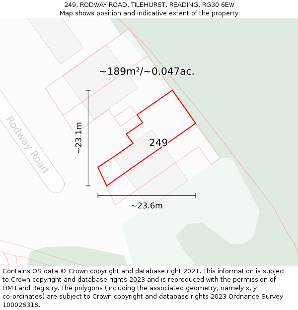 249, RODWAY ROAD, TILEHURST, READING, RG30 6EW: Plot and title map