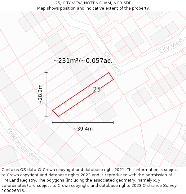 25, CITY VIEW, NOTTINGHAM, NG3 6DE: Plot and title map
