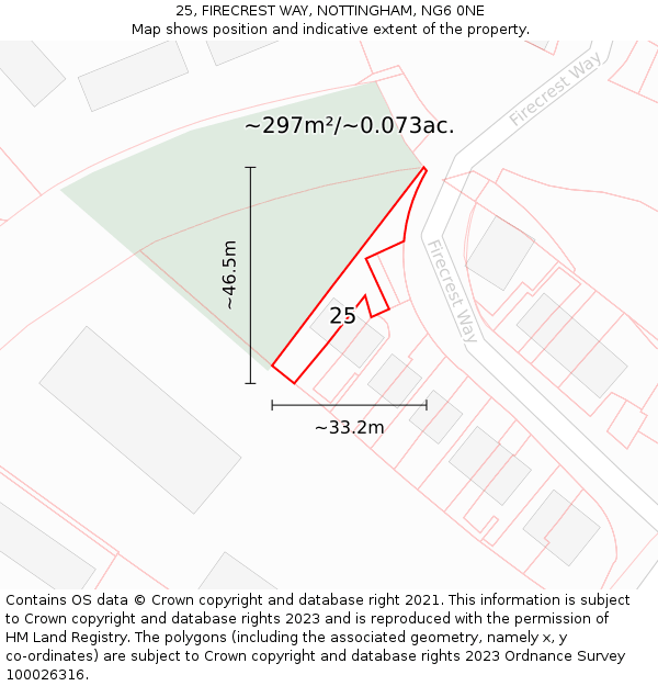 25, FIRECREST WAY, NOTTINGHAM, NG6 0NE: Plot and title map