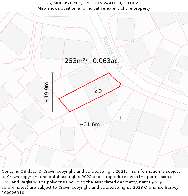 25, MORRIS HARP, SAFFRON WALDEN, CB10 2EE: Plot and title map