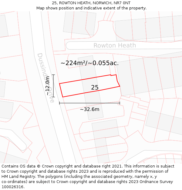 25, ROWTON HEATH, NORWICH, NR7 0NT: Plot and title map