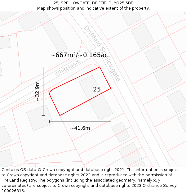 25, SPELLOWGATE, DRIFFIELD, YO25 5BB: Plot and title map