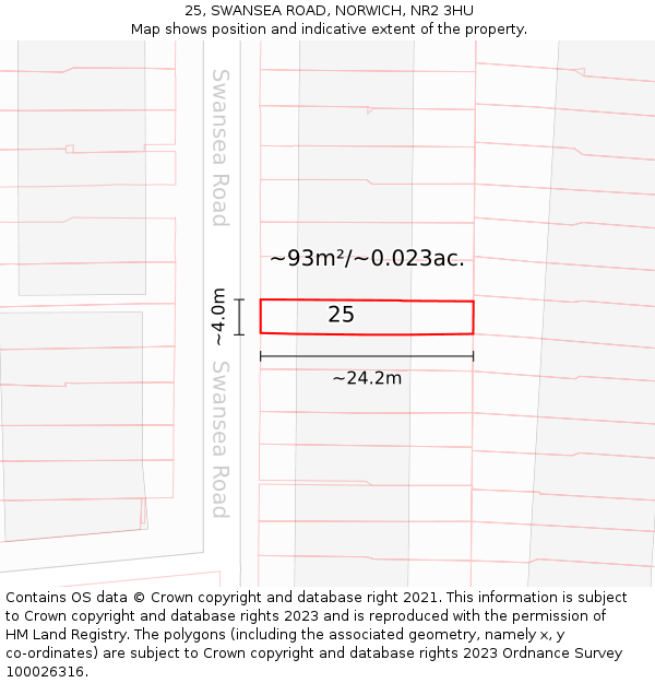 25, SWANSEA ROAD, NORWICH, NR2 3HU: Plot and title map