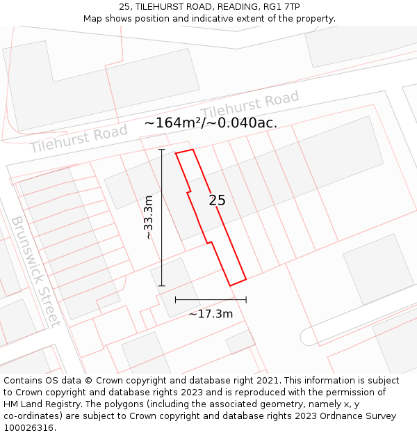 25, TILEHURST ROAD, READING, RG1 7TP: Plot and title map