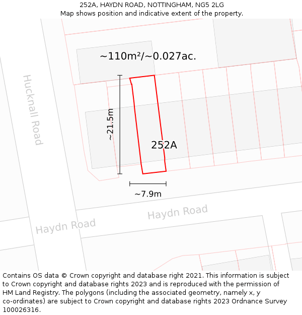 252A, HAYDN ROAD, NOTTINGHAM, NG5 2LG: Plot and title map
